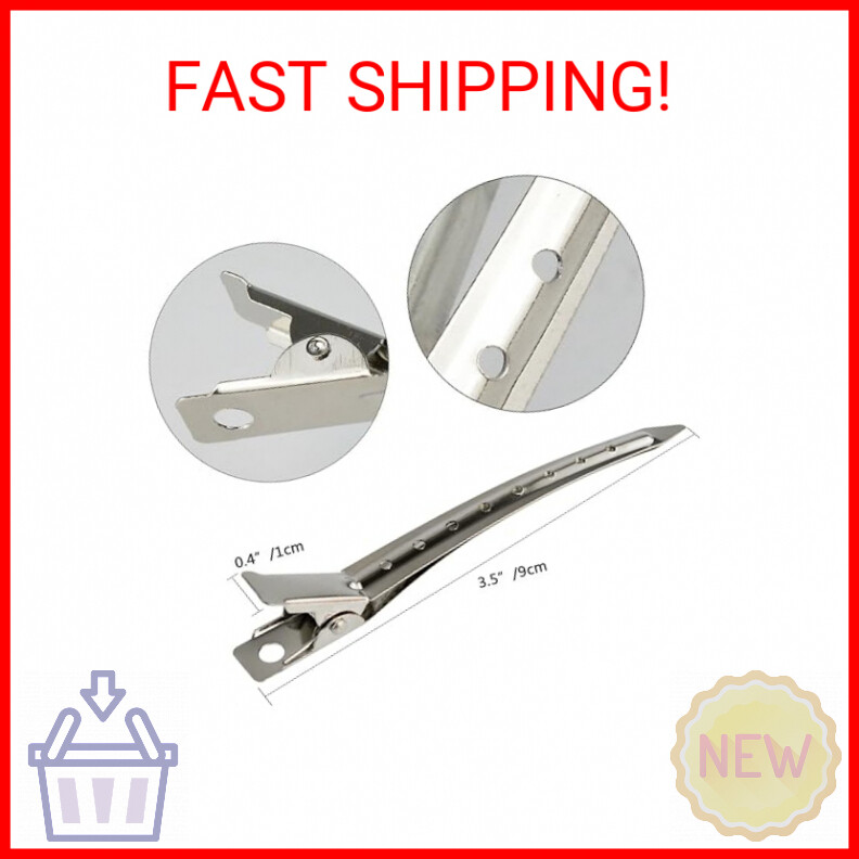 24 Stück Entenschnabel-Clips Aus Metall – 7,9 Cm, Silber, Für Haarstyling & Färben