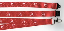 1 x Prancing Reindeer Festive Red Christmas Breakaway Safety Lanyard FREE UK P&P