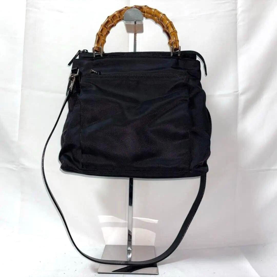 GUCCI by Tom ford Handbag Vintage Nylon Bamboo Black USED GUCCI by Tom ford Handbag Vintage Nylon Bamboo Black USED