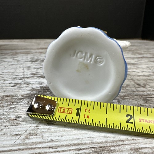 Angel Hinged Porcelain Trinket Box, JCM -Blue Dress, Blonde Hair - 3 inch Height - Picture 11 of 11