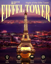 Rolife 4Lighting Mode 3D Wooden Puzzle Night of Eiffel Tower LED Decor Xmas Gift