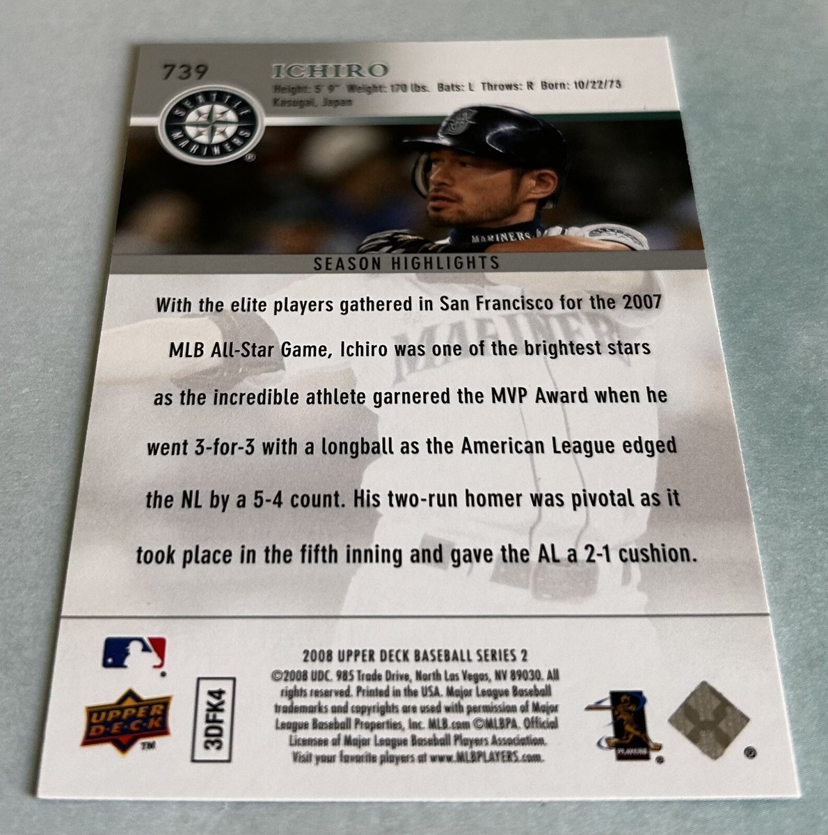その他 2008 UPPERDECK PRINTING PLATE ICHIRO Ichiro Suzuki 2008 Upper Deck #739 Seattle Mariners | eBay