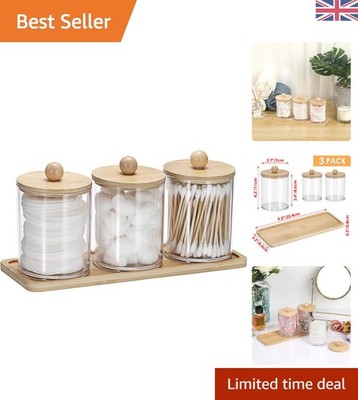 Multifunktionaler Acryl Q-Tip Spender mit Bambus Tablett - Perfekte Geschenkidee