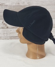 LL Bean Weather Channel Polartec Fleece Trapper Cap Hat Strapback Navy Blue L/XL