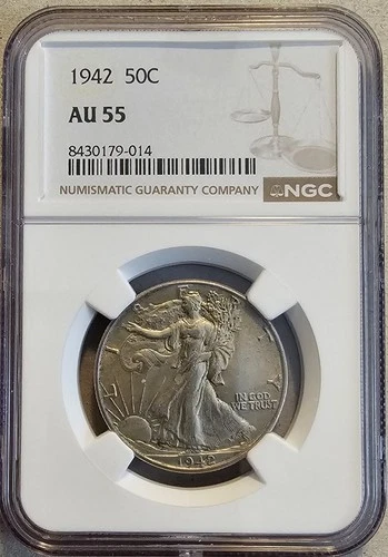 1942 Liberty Walking Silver Half Dollar NGC AU55