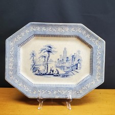 Antique Staffordshire Transferware Ironstone Platter Garden Scenery pattern 1850