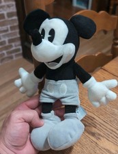 Walt Disney World Parks Mickey Mouse Black and White Gray Plush 10"