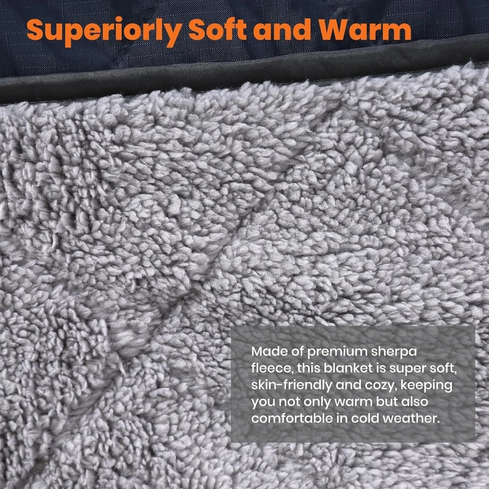 Outdoor/Indoor Sherpa Blanket, Oversized Waterproof Stadium Blanket for Cold Wea - Image 2 of 4