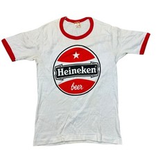 T-shirt Heineken vintage manica corta bianca donna piccola
