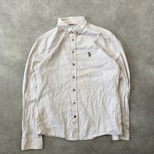 US Polo Assn Button-Down Mens Medium Slim Fit Solid Shirt, Beige