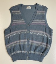 Vintage Devon Sweater Vest Cardigan Sz M Preppy Pastel Striped 90s