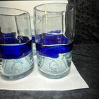 6 Handblown Mexican Cobalt Blue Stripe Old Fashion Glasses Tumblers No Damage  — photo 6