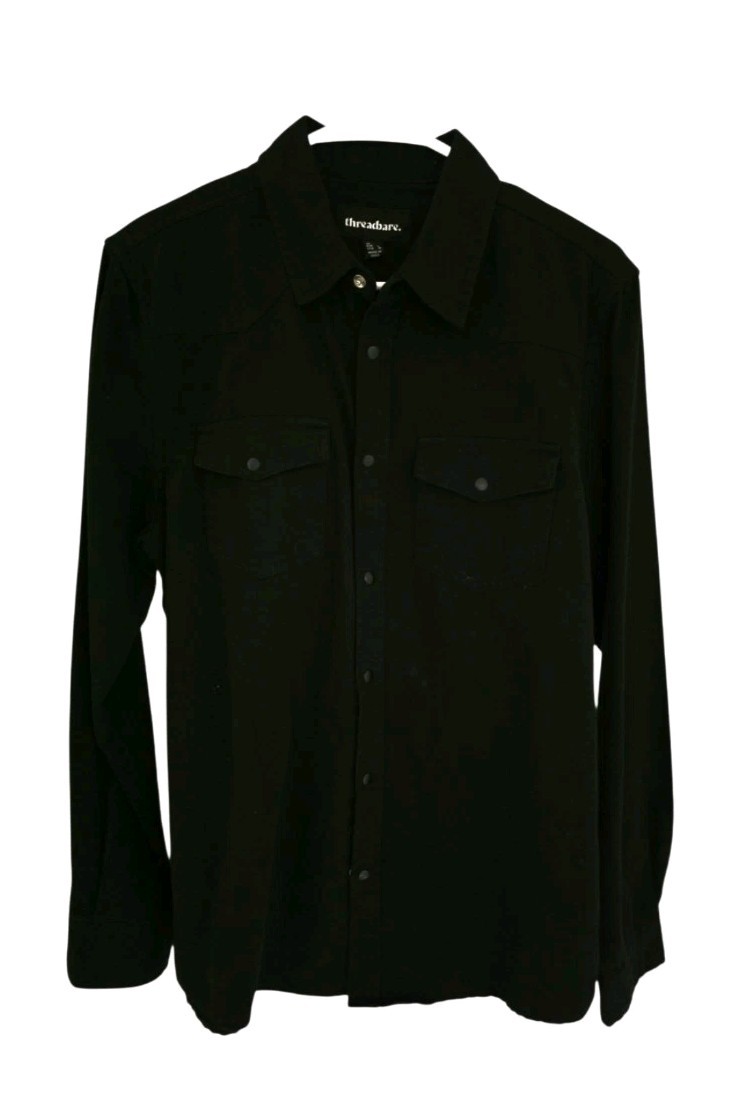 Threadbare Black Button Down Shirt Medium Long Sl… - image 3