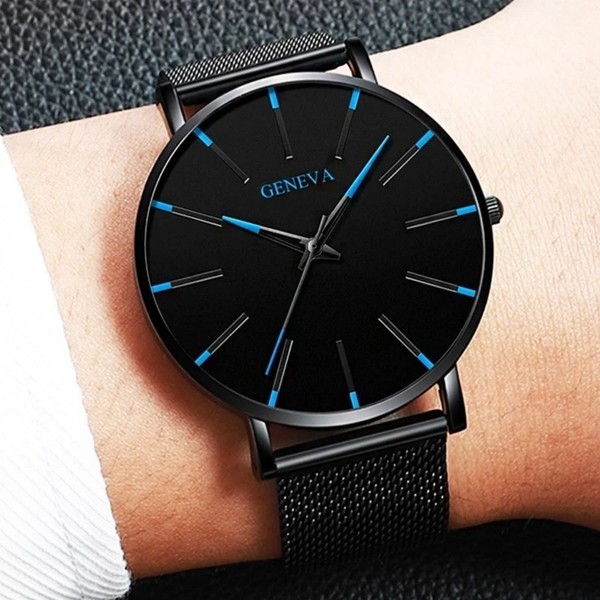 Reloj de hombre resistente al agua, acero inoxidable, cuarzo, luminoso, clásico, de negocios 5