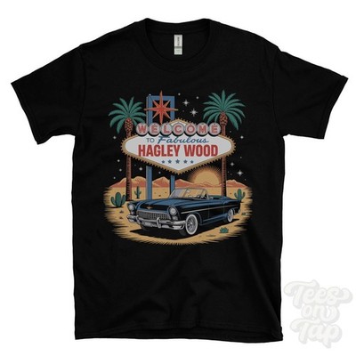 HAGLEY WOOD LAS VEGAS SIGN PARODY FUNNY T-SHIRT Worcestershire  uk