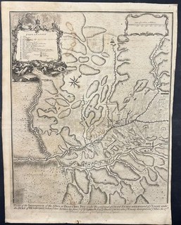 EL PRATS DE REI SPAIN 1745 JAMES BASIRE UNUSUAL ANTIQUE COPPER ENGRAVED MAP