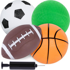 4-Pack Sports Balls for Toddlers  Kids, Playground Balls with Pump, 5-Inch Socc