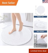 Luxurious 24" Round Chenille Bath Mat - Ultra Absorbent Rug for Modern Bathrooms
