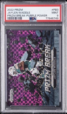 2022 PANINI PRIZM PRIZM BREAK PURPLE POWER #PB3 JAYLEN WADDLE 35/49 PSA 9
