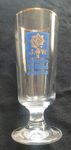 J W Augustiner Bräu München gegrundet 1328 footed beer glass (FREE SHIPPING)