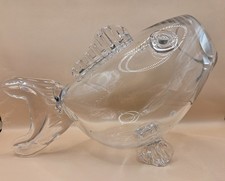 Crystal Clear Art Glass Fish Shaped Bowl Vase...