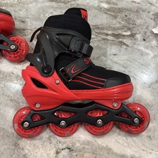 Big Kid Red Roller Blades - Big Kid Size 1-4 adjustable LightUpWheels READ