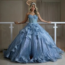 Vendanie Stylish Ruffles Quinceanera Dress for Girls Sweetheart A-line Illusion 