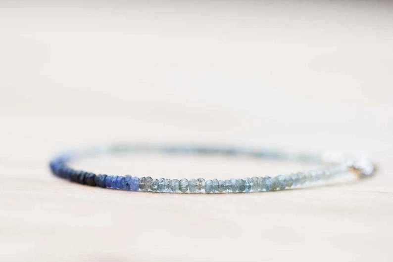 Zaffiro e pietre preziose labradorite perline argento sterling 925... - Immagine 4 di 4