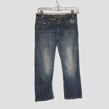 Southpole Jeans Women's 5 Crop Stretch Blue Denim Sparkle Back Pockets Y2K