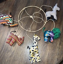 African Shweshwe Unique Handmade Mobile w/Elephant, Rhino,Giraffe,Lion,Zebra