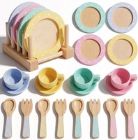 Holz-Geschirrset Teeservice KinderküChe ZubehöR SpielküChe Ab 3 Jahren