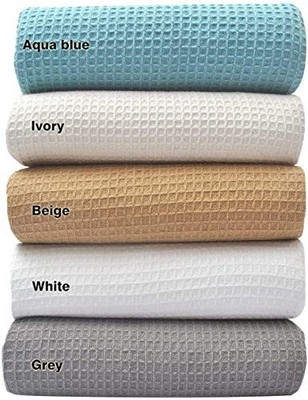  100% Cotton Waffle Weave Blankets Twin Size - Soft and Breathable Twin XL Blue
