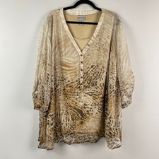 Maggie Barnes Blouse w/ Inner Tank Size 3X Be...