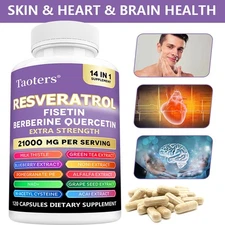 Resveratrol Capsules - W/ NAD+, Berberine, Quercetin, Grape Seed, Milk Thistle