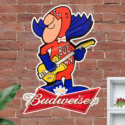 16'' Vintage Style Budweiser Bud Man King of Beers Metal Sign Man cave Decor