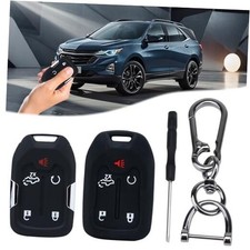 Key Fob Shell with Black Silicone Key Fob Cover, 5 Key Fob Shell Case-gun black