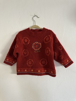 Catimini Baby Red Embroidered Flower Sweater 18M