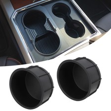 2pcs Center Console Cup Holder Liner Black Rubber Uv Protection 2pcs Center Console Cup Holder Liner Black Rubber Uv Protection