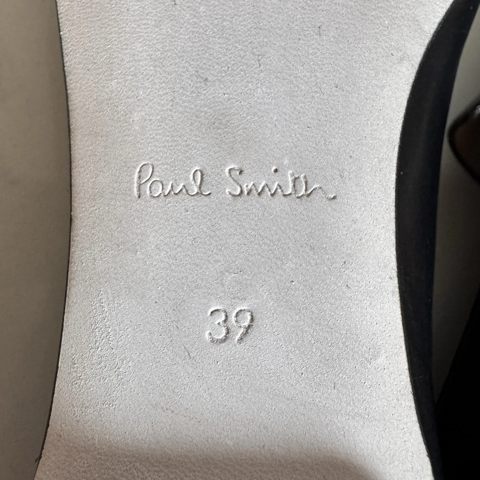 Paul Smith Vern Pisos Mujer EU 39 (US 8.5-9) Cuero Negro Diseño Hoja Suela Foto 2 de 4
