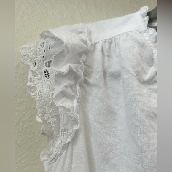 j. mclaughlin linen blend eyelet flutter lace sle… - image 2