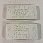 2 VINTAGE Frankoma Pottery White Bread Warmer Tile 251 - Made in USA