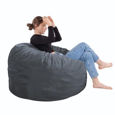 Bean Bag Chair 3Ft, Memory Foam Filled, Removable Velvet Cover, Bean Bag Chai...