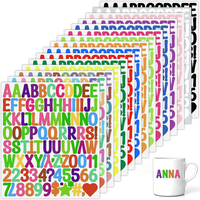 15 BläTter Buchstaben Aufkleber Klebebuchstaben Bunt Vinyl Selbstklebende Nummer