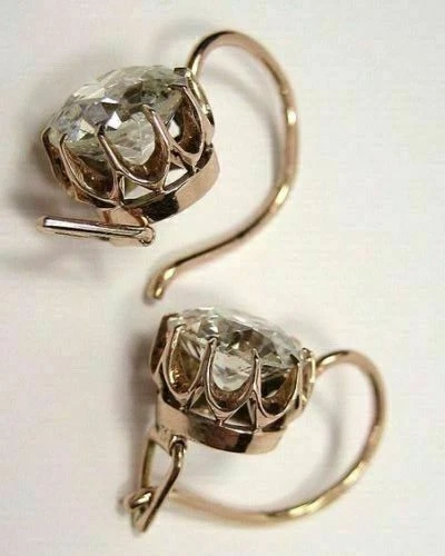 Vintage Art Deco Style Lab Created Diamond Drop Dangle 14k Gold Finish Earrings - Image 2 of 4