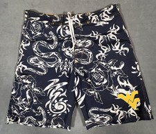 G-III West Virginia Mountaineers Board Shorts Men's L  Yellow Blue Swim Trunks