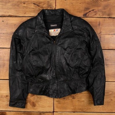 Vintage Wilsons Lederjacke M 90er Croped Biker Schwarz Damen
