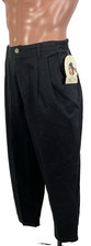 Vintage 90s 80s Cherokee Pleated Pants PLUS 18W Short Black Tapered Chino NEW