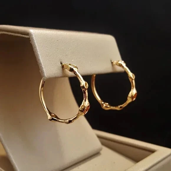 Pendientes de aro Anthropologie para mujer incrustados piedra tono dorado nuevos con etiquetas Foto 3 de 4
