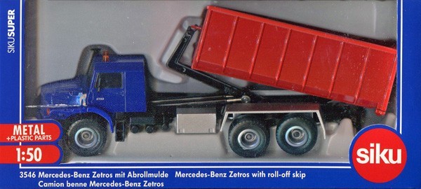 3546 Mercedes-Benz Zetros ロールオフスキップ NEW SUPER SIKU 3546 Mercedes Benz Zetros with Roll-Off Skip