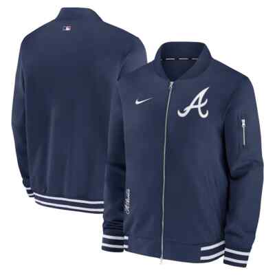 セール中！【新品 未開封】Nike ブレーブス ジャケット ネイビー Atlanta Braves Nike Authentic Collection Full-Zip Bomber Jacket